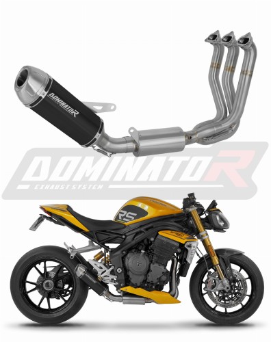 пълна изпускателна система със заглушител DOMINATOR Full System S3 черен подходящо за мотоциклет Triumph Speed Triple 1200 RS / RR 2021 - 2024